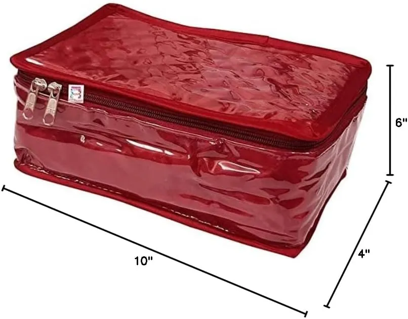 Satin Makeup Kit Travel Jewelry Organizer Locker Box Pouches Clutch Bag for Necklaces Earrings Rings and Bracelets Maroon Color