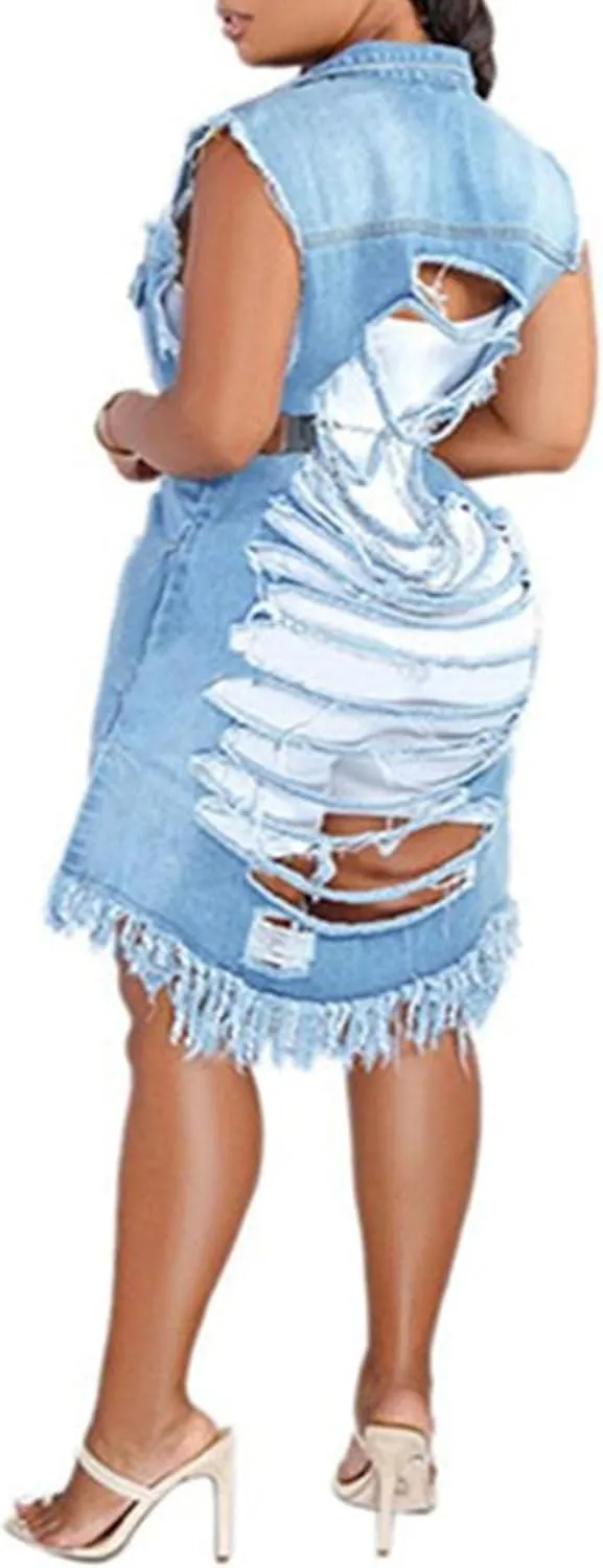 Sexyshine Women's Fashion Denim Jacket Loose Cloak Coat Jacket Washed Destroyed Denim Jackets Poncho Cape