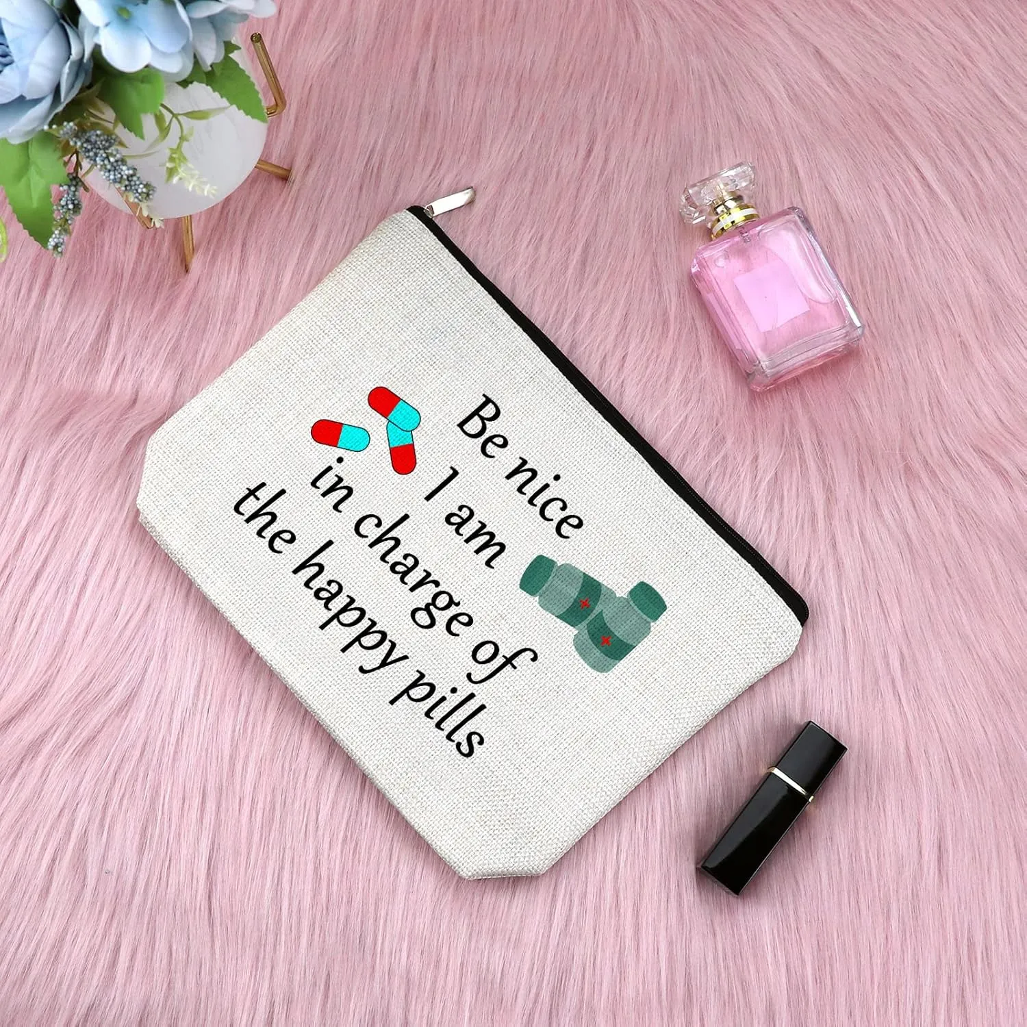 Sfodiary Pharmacy Technician Gift Makeup Bag Pharmacist Appreciation Gift Birthday Gift for Women Pharmacy Tech Gift Graduation Gift for Her Travel Cosmetic Pouch Retirement Christmas Gift