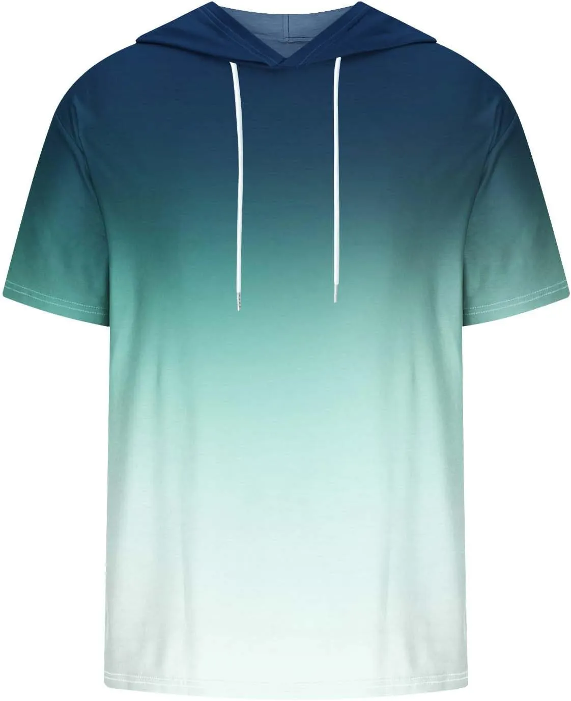 Shirt for Men Classic Fit Short Sleeve Hoodie Gradient Color Hooded Tees Muscle Fit Sport T Shirt Clothes Summer Tops