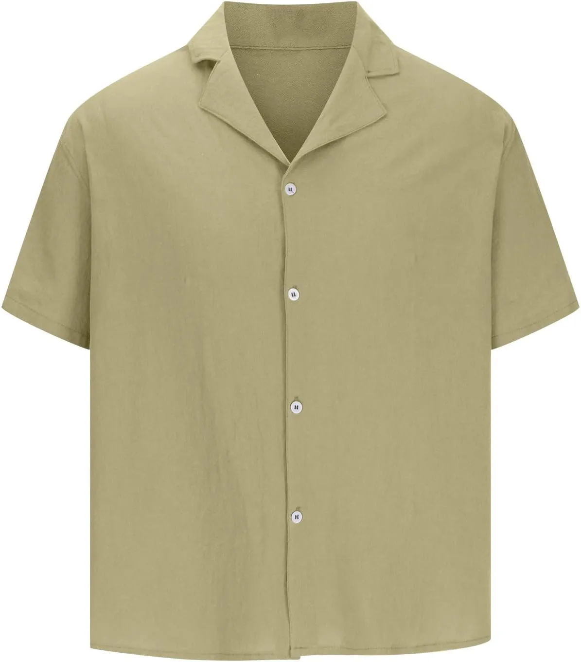 Shirts Linen Men's Cotton Solid Color Lapel Short Sleeve Button Down T-Shirt Summer Casual Fitness Slim Tees Tops