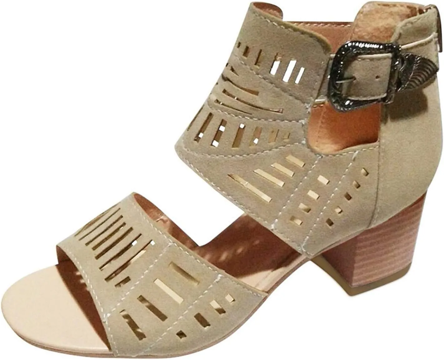 Shoes for Women Dressy, Sandals for Women Suede Peep Toe Ankle Booties Cut Out Stacked Heel Ankle Boots