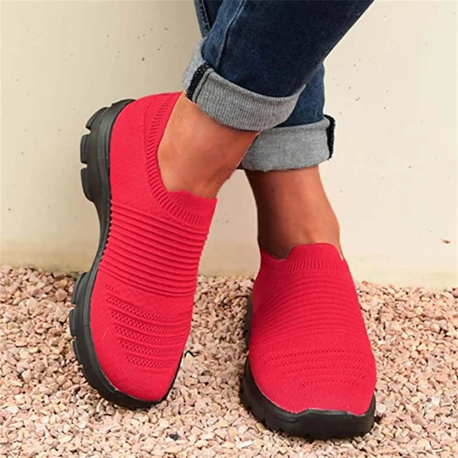 Shoes For Women Trendy Sneakers Walking Shoes Slip on Sock Sneakers Lady Girls Mesh Loafers Fashion Running Tennis Shoes