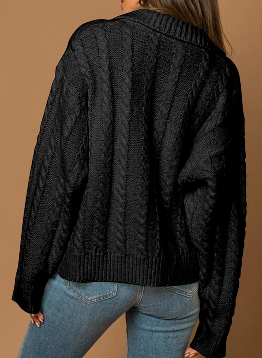 Sidefeel Women's 2024 Fall Long Sleeve Open Front Cardigan Sweaters Button Down Cable Knit Chunky Sweaters Outwear