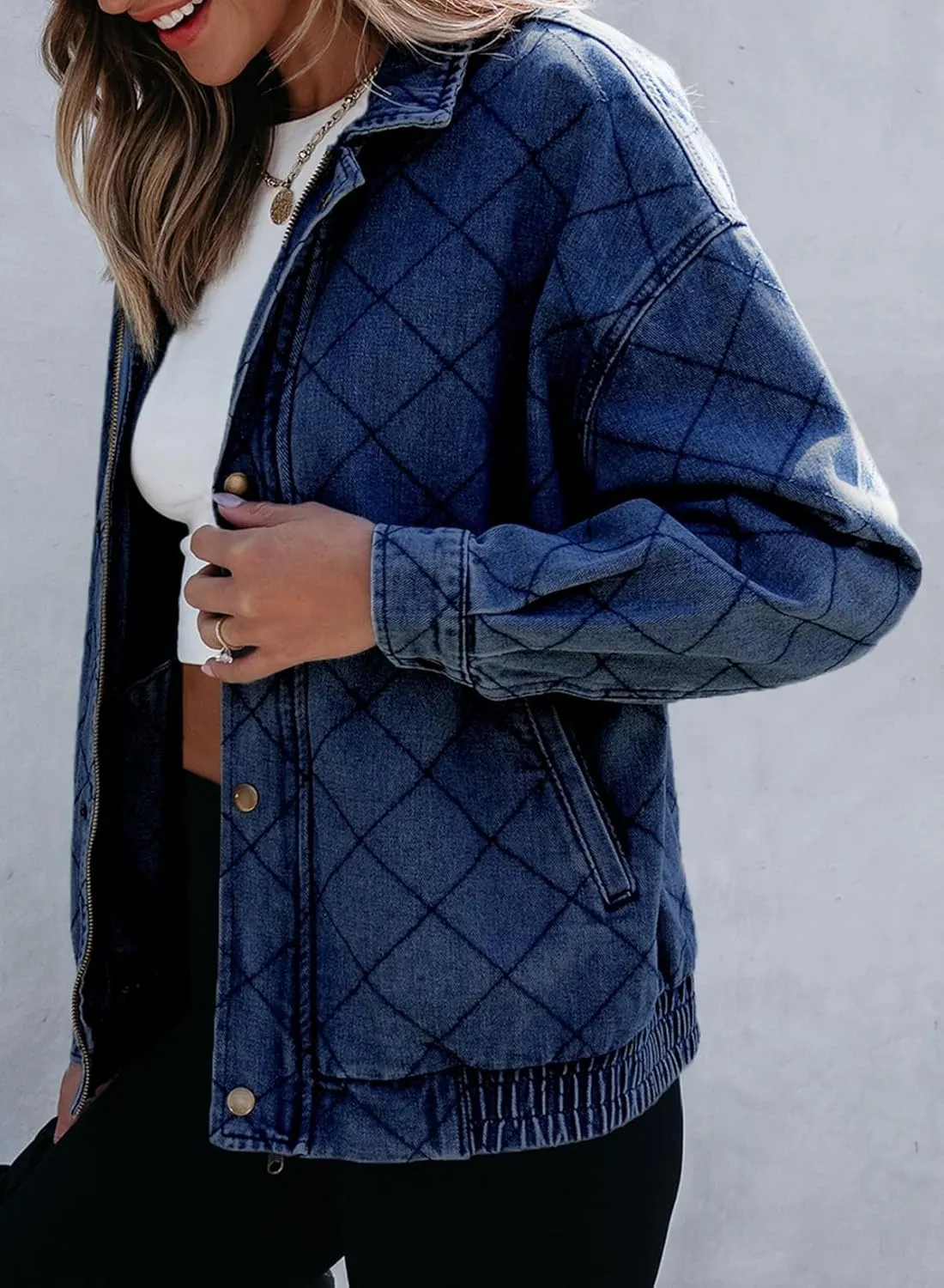 Sidefeel Women's Jean Jacket Long Sleeve Zimbaplatinum Overszied Denim Jackets Shacket Coat Fashion Spring Outfits 2025