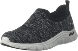 Skechers Women's Sports Shoes Sneaker, Black Knit Pink Trim, 10
