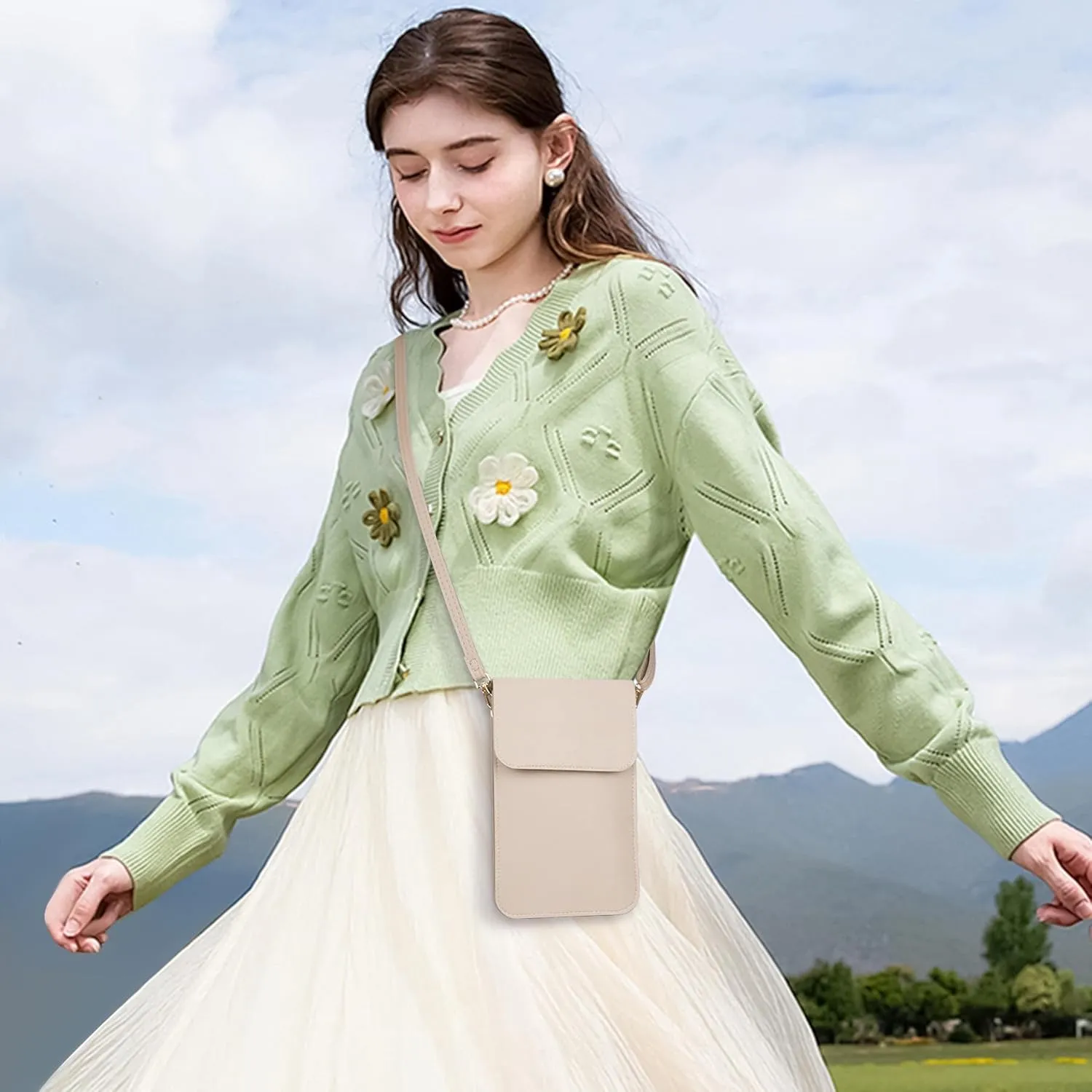 Small Crossbody Bags for Women, Leather Cell Phone Purse with Adjustable Strap, Handbags Bag for Travel Shopping