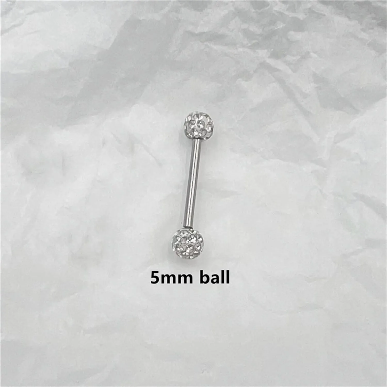 SMDSAZ 2Pc Crystal Zircon Ball Tongue Stud Titanium Steel Piercing Body Jewelry for Women Tongue Ring Lip Stud Nightclub Bar Jewelry (Main Stone Color : Rod Length 14mm, Metal Color : SD74 Pink)