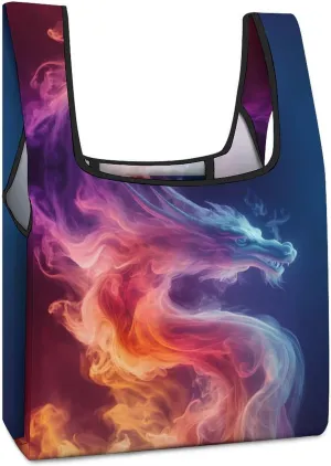 Smoke Dragon Shopping Bags Reusable Grocery Bag Lightweight Tote Bags Holiday Bags with Handles