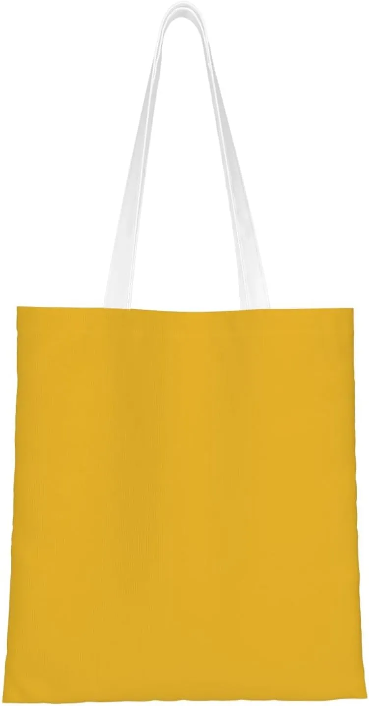 Solid color gold Pattern Double Sided Canvas Tote Bag, Reusable Grocery Shopping Bag, Carry or Shoulder 15x16.5 in
