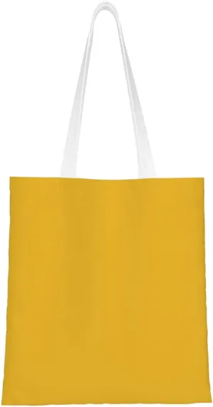 Solid color gold Pattern Double Sided Canvas Tote Bag, Reusable Grocery Shopping Bag, Carry or Shoulder 15x16.5 in