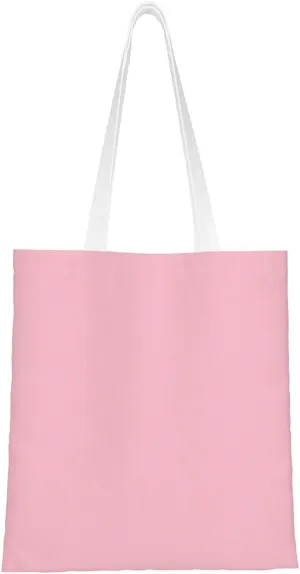 Solid color pink Pattern Double Sided Canvas Tote Bag, Reusable Grocery Shopping Bag, Carry or Shoulder 15x16.5 in
