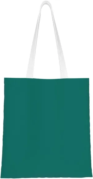 Solid dark green Pattern Double Sided Canvas Tote Bag, Reusable Grocery Shopping Bag, Carry or Shoulder 15x16.5 in