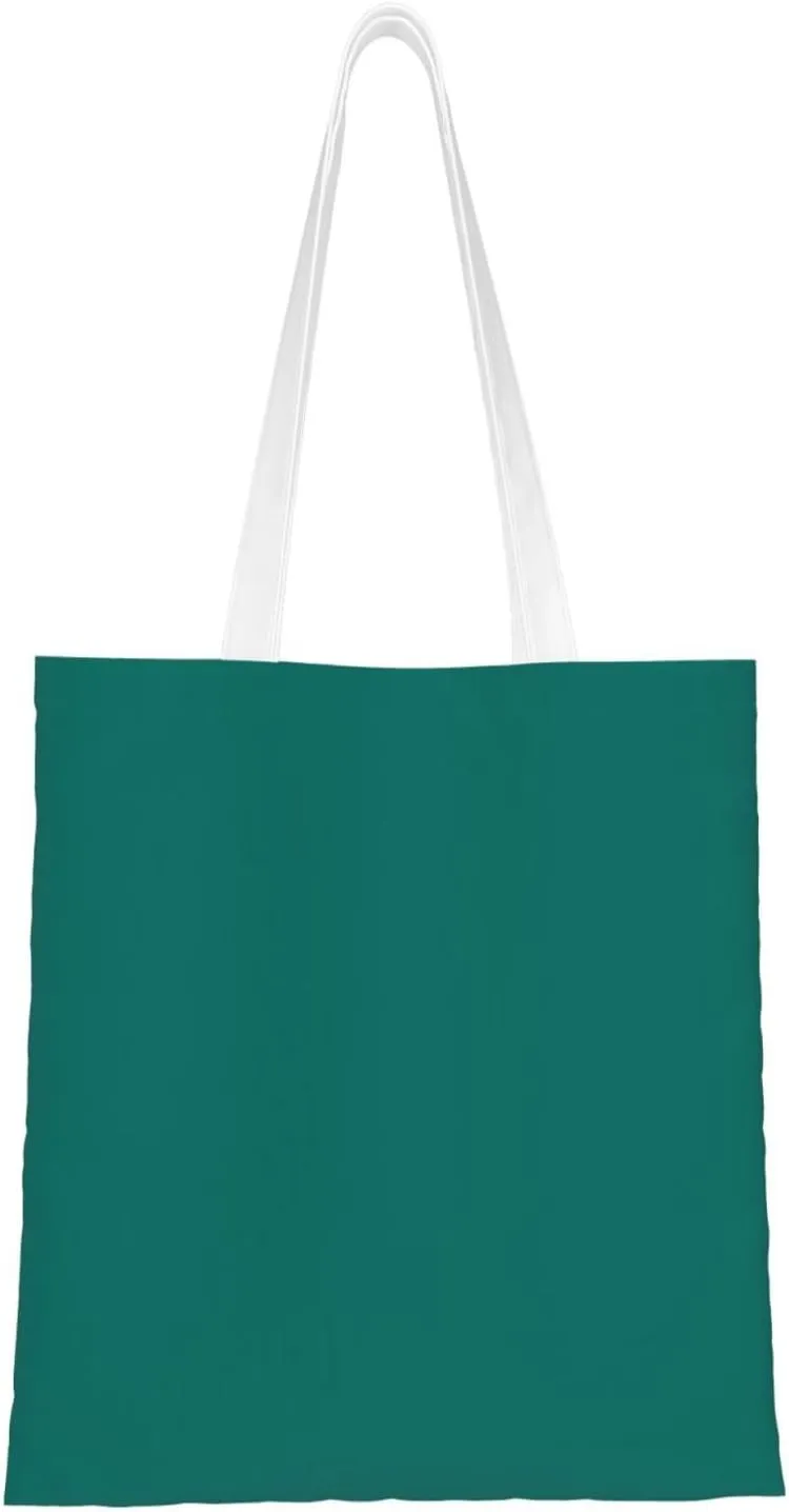 Solid dark green Pattern Double Sided Canvas Tote Bag, Reusable Grocery Shopping Bag, Carry or Shoulder 15x16.5 in