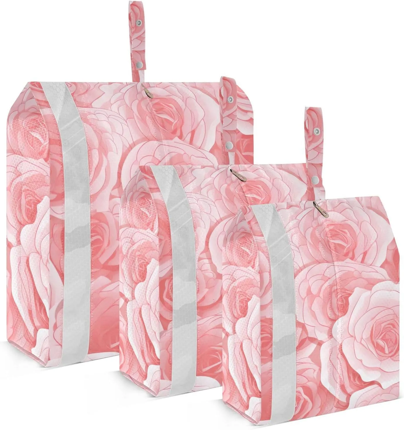 SPRIPORT Pink Beautiful Rose 3 Set Compression Packing Cubes for Travel Lightweight Luggage Organizer Bags for Carry on Suitcase Travel Accessories for Man Woman Vacation Clothes