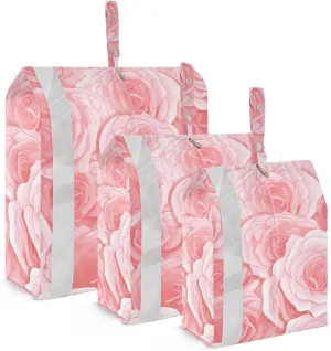 SPRIPORT Pink Beautiful Rose 3 Set Compression Packing Cubes for Travel Lightweight Luggage Organizer Bags for Carry on Suitcase Travel Accessories for Man Woman Vacation Clothes