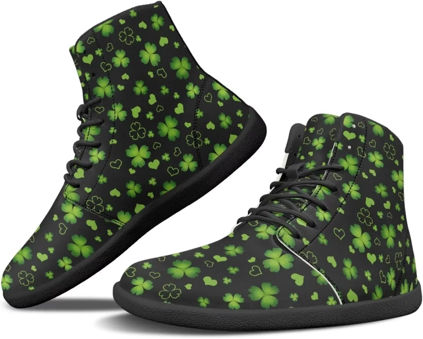 St. Patrick's Day Design Mens High Top Sneakers Women Barefoot Shoes Minimalist Lace Up Zero Drop Sole Wide Tow Running Shoes