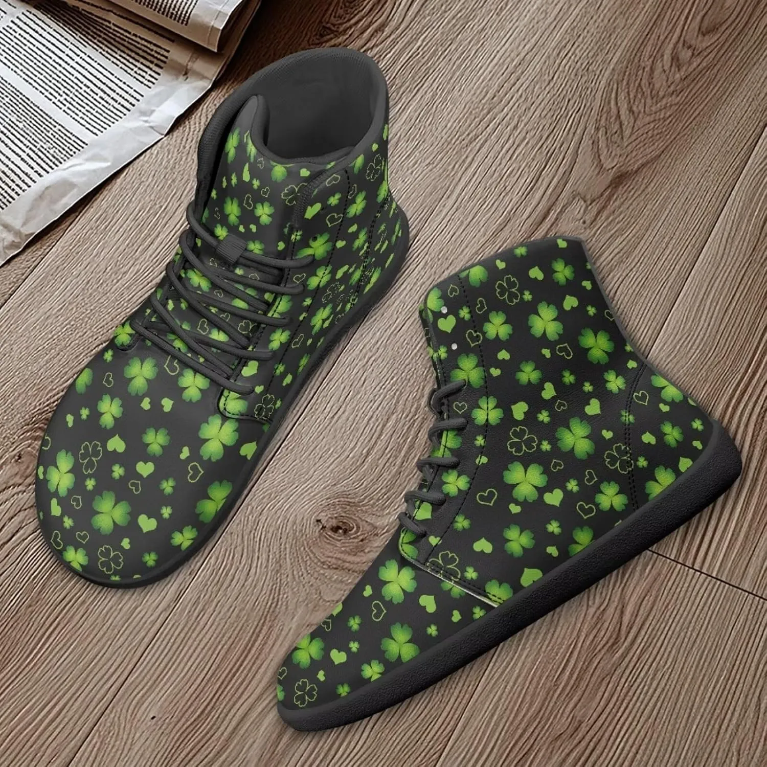 St. Patrick's Day Design Mens High Top Sneakers Women Barefoot Shoes Minimalist Lace Up Zero Drop Sole Wide Tow Running Shoes