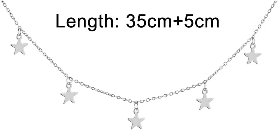 Stainless Steel Collar Necklaces 3 Layer Crystal Star Pendant Necklaces For Women Multilayer Star Necklaces Jewelry (1 layer silver- )