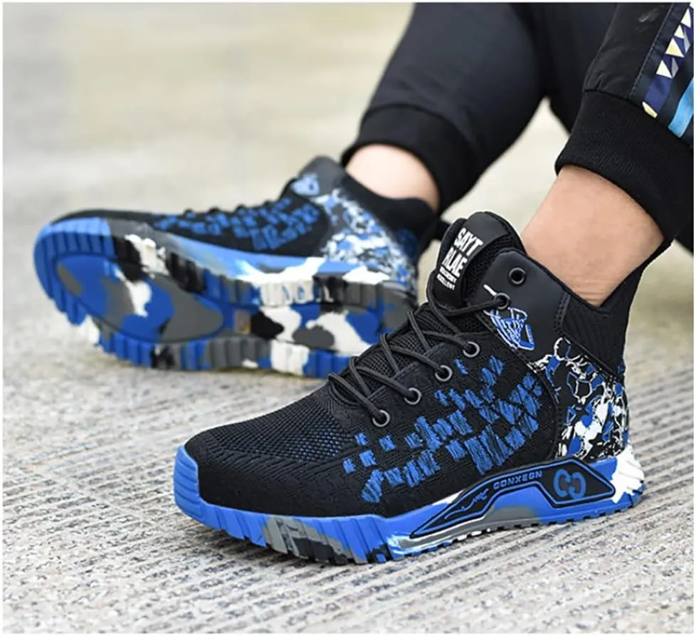 Steel Toe Work Safety Shoes Men,Lightweight Safety Sneakers Comfortable Breathable Safety Toe Slip on Work Tennis Shoe,