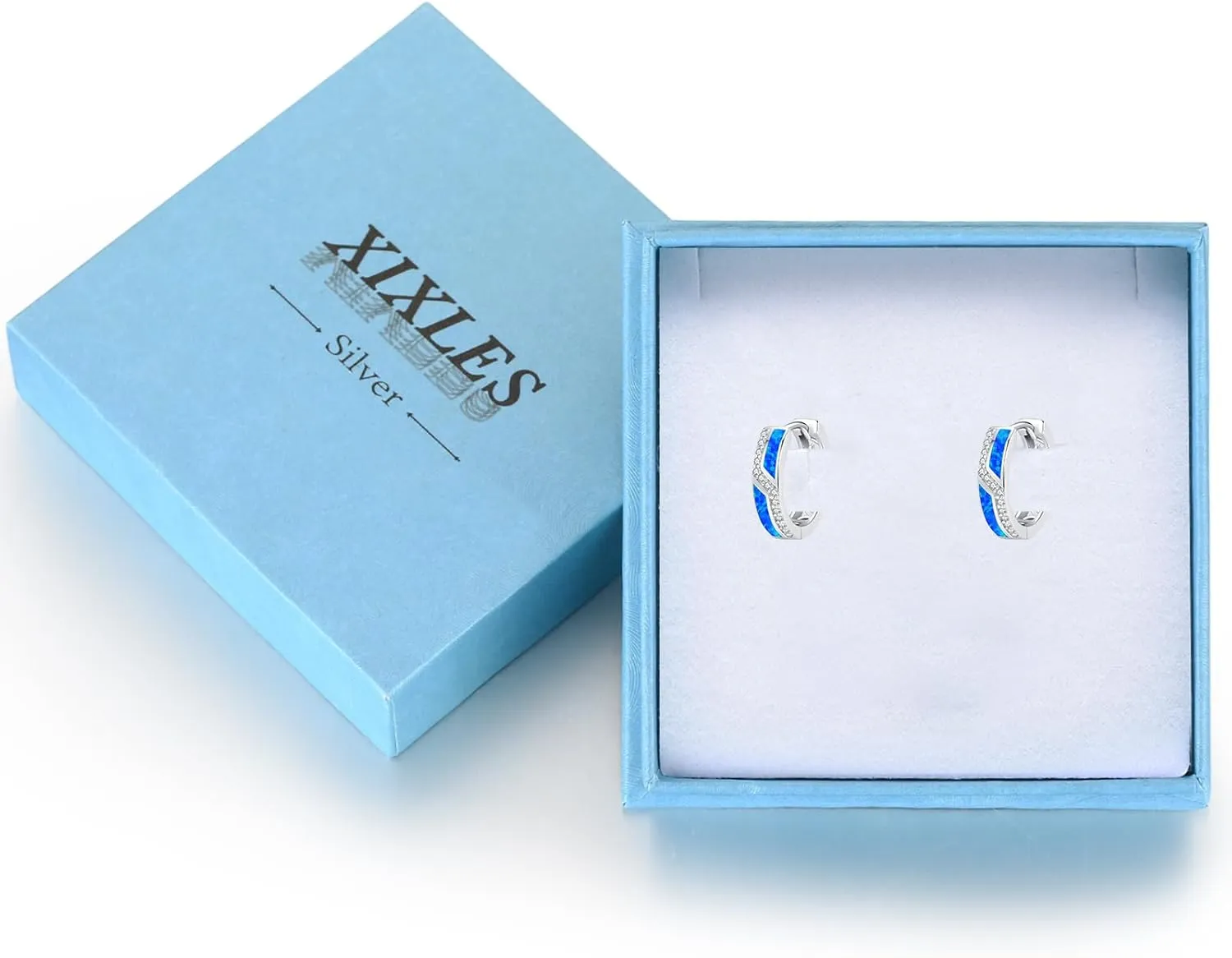 Sterling Silver Opal Huggie Hoop Earrings with Cubic Zirconia - Women's Jewelry Gifts