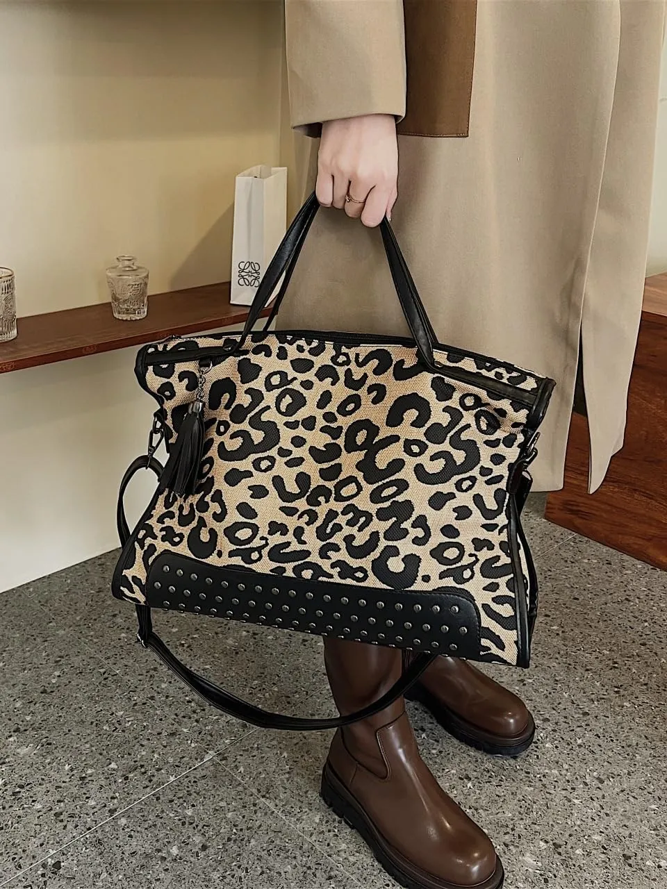 Studded Purse Vintage Leather Tote Bags Large Crossbody Bag Y2k Satchel Women