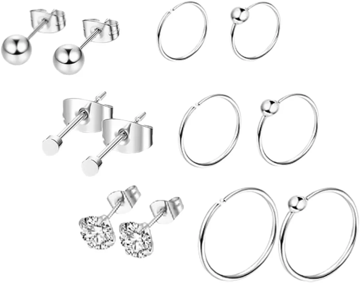 Stylish Nose Ring Set 12pc Women's Stud Nose Rings Nose Piercing Jewelry Body Piercing Decorations Earring Studs Fashionable Nose Hoops