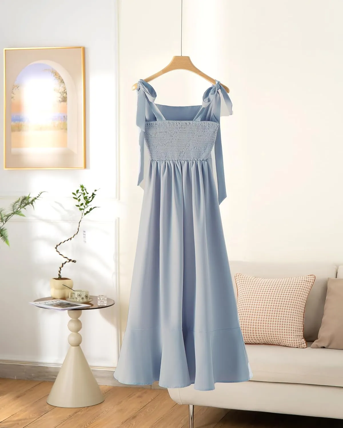Summer Wedding Guest Dress: Womens Boho Side Split Maxi Beach Dress - Flowy Long Sundress for Vacation Party SE2311