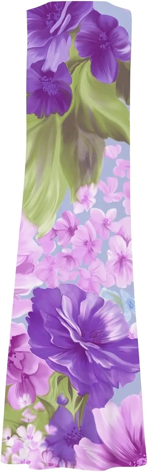 Sundresses for Womens Casual Sleeveless Cotton Linen Long Dress Flowy Beach Floral Print Dresses with Pockets