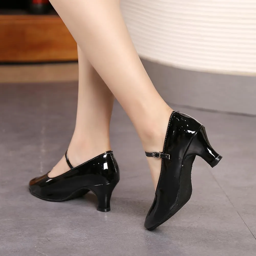 SWDZM Ballroom Dance Shoes Women Low Heel Closed Toe Latin Salsa Tango Character Dancing Shoes