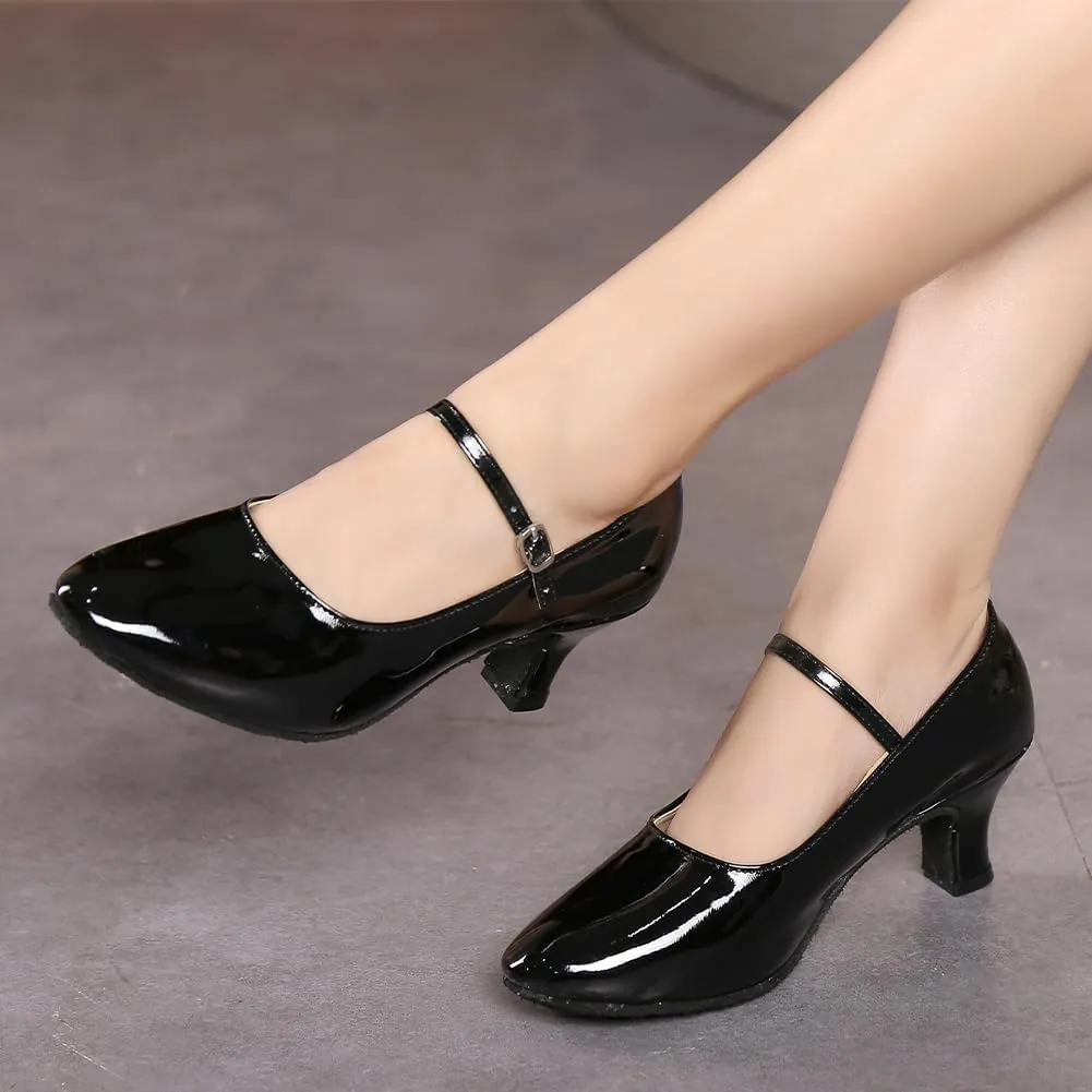 SWDZM Ballroom Dance Shoes Women Low Heel Closed Toe Latin Salsa Tango Character Dancing Shoes