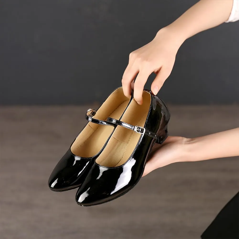 SWDZM Ballroom Dance Shoes Women Low Heel Closed Toe Latin Salsa Tango Character Dancing Shoes