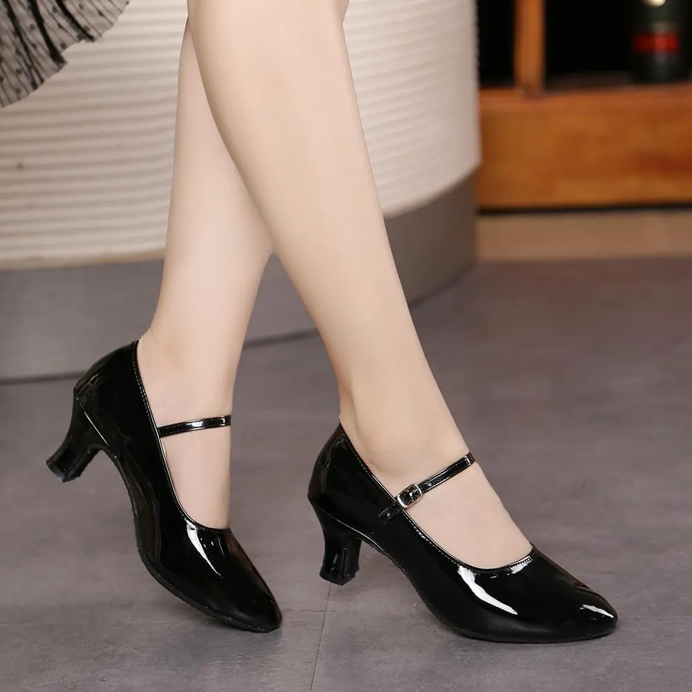 SWDZM Ballroom Dance Shoes Women Low Heel Closed Toe Latin Salsa Tango Character Dancing Shoes