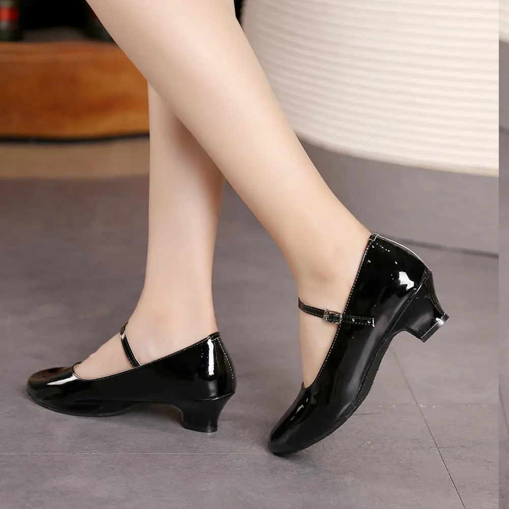 SWDZM Ballroom Dance Shoes Women Low Heel Closed Toe Latin Salsa Tango Character Dancing Shoes