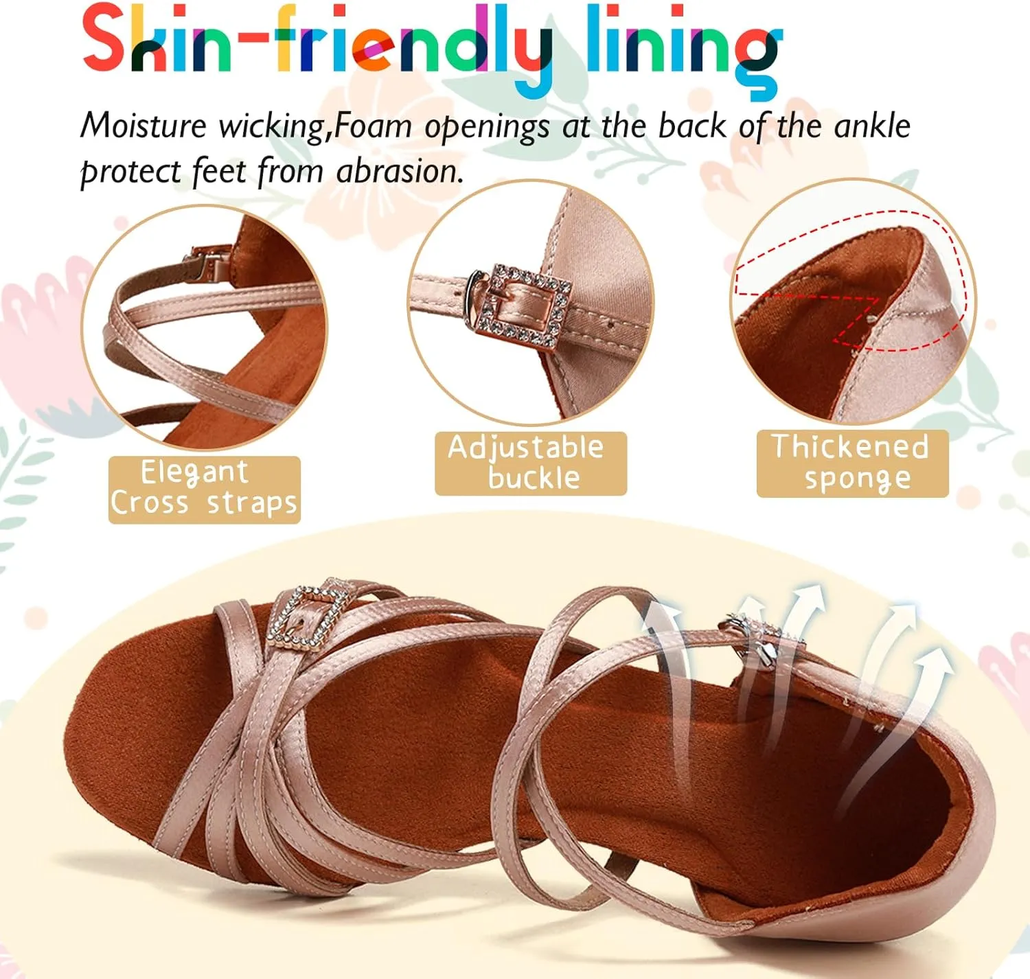 SWDZM Girls Latin Dance Shoes Low Heels Tango Salsa Ballroom Beginner Practice Dance Shoes