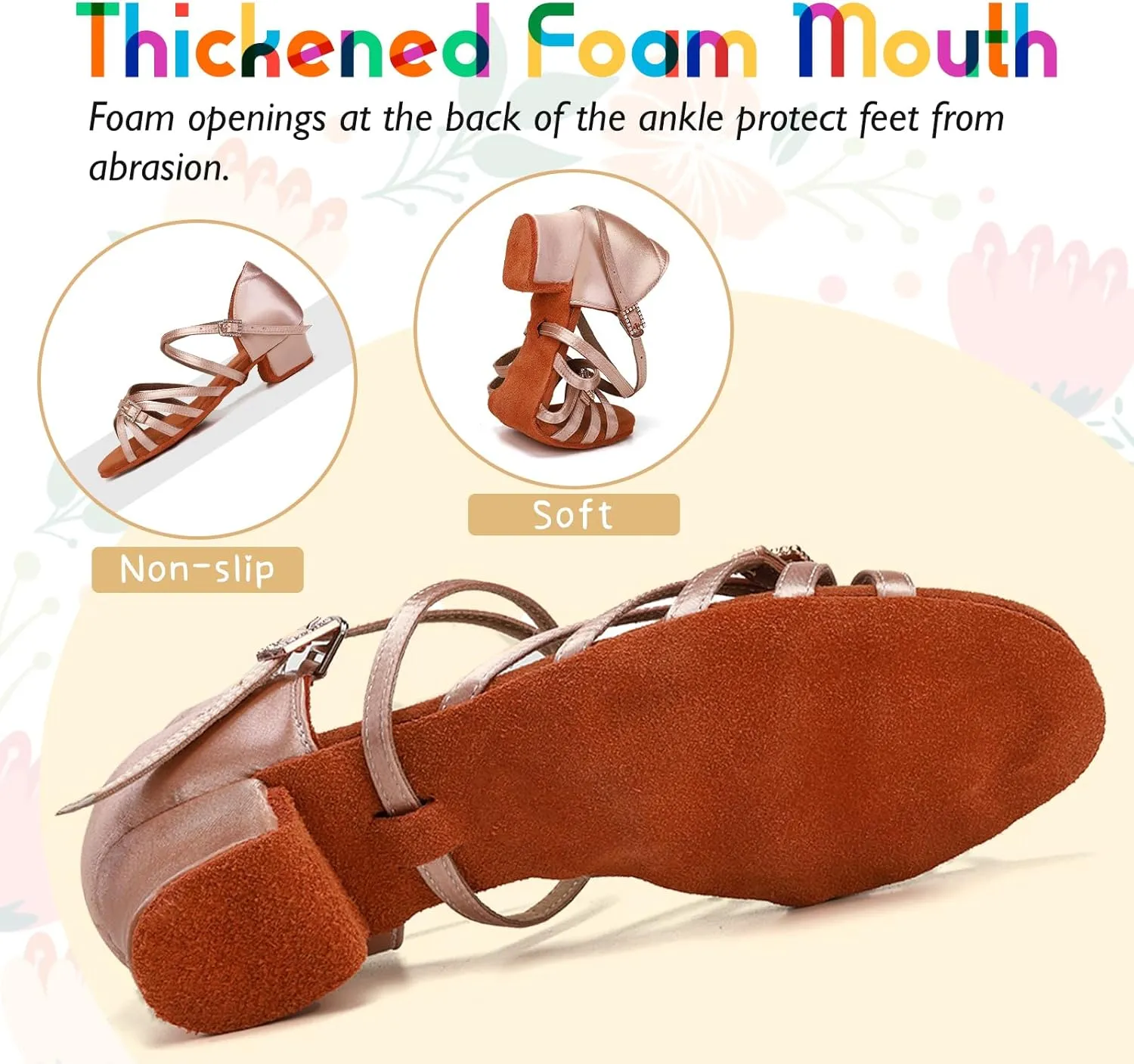 SWDZM Girls Latin Dance Shoes Low Heels Tango Salsa Ballroom Beginner Practice Dance Shoes