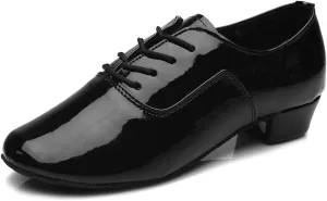 SWDZM Men Latin Dance Shoes Leather Lace-up Salsa Tango Ballroom Modern Professional Performance Practice Dance Shoes,Model 707B