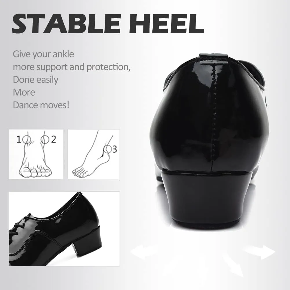 SWDZM Men Latin Dance Shoes Leather Lace-up Salsa Tango Ballroom Modern Professional Performance Practice Dance Shoes,Model 707B