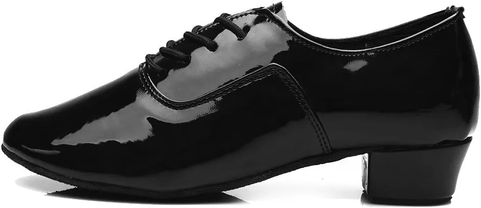 SWDZM Men Latin Dance Shoes Leather Lace-up Salsa Tango Ballroom Modern Professional Performance Practice Dance Shoes,Model 707B