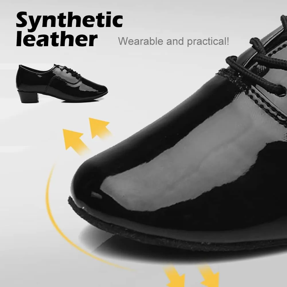 SWDZM Men Latin Dance Shoes Leather Lace-up Salsa Tango Ballroom Modern Professional Performance Practice Dance Shoes,Model 707B