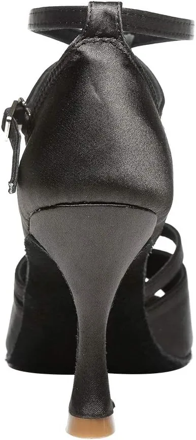 SWDZM Open Toe Latin Dance Shoes Women Low Heels Tango Salsa Ballroom Shoes