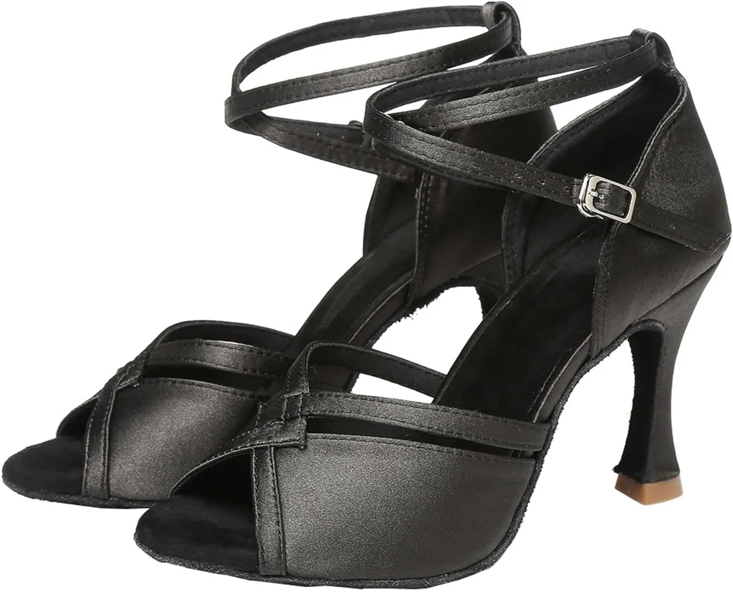 SWDZM Open Toe Latin Dance Shoes Women Low Heels Tango Salsa Ballroom Shoes