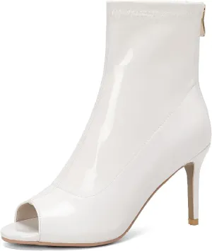 SWDZM Peep Toe Latin Ballroom Dance Shoes Women Boots with Zipper Salsa Burju Dance Heels