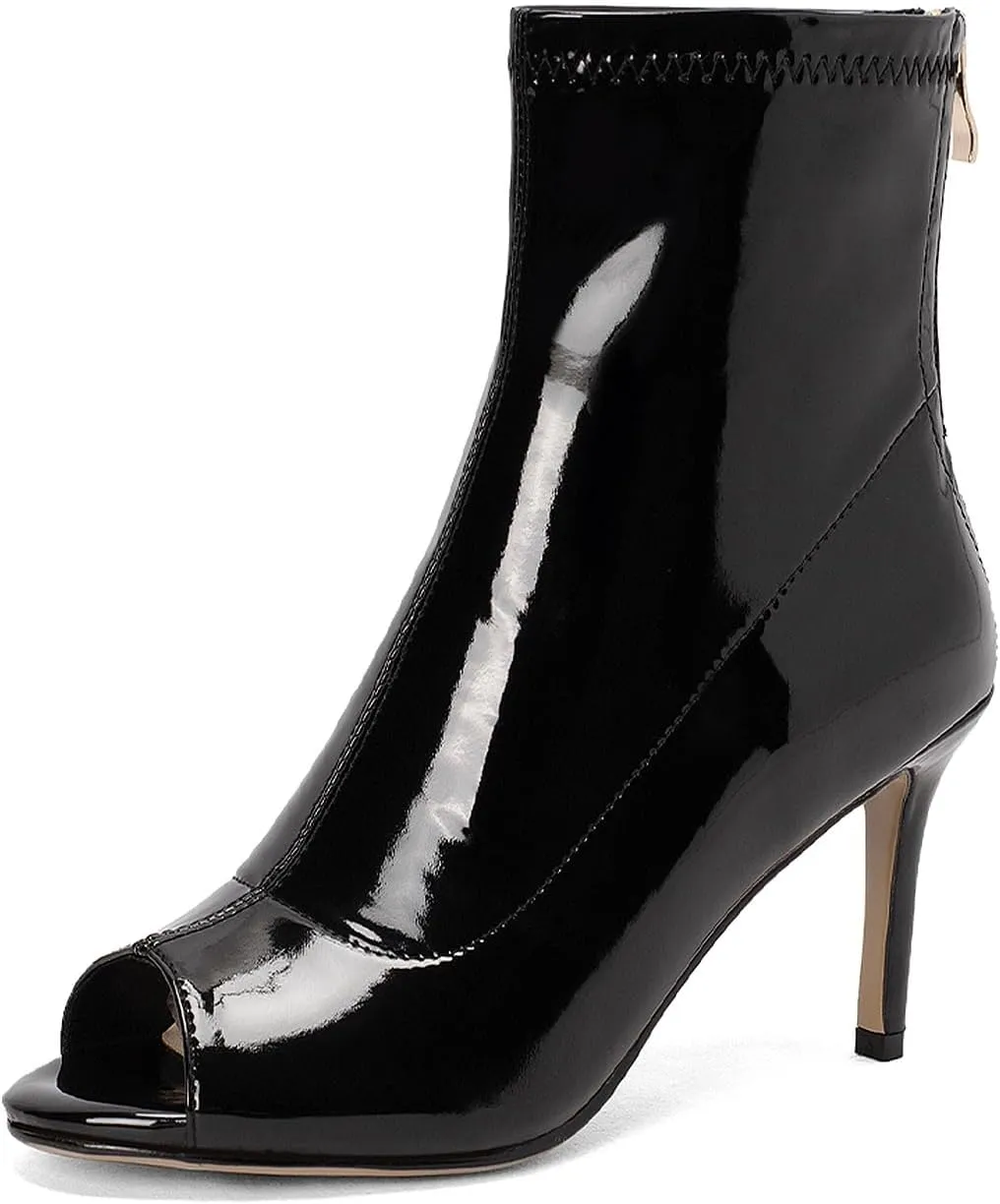 SWDZM Peep Toe Latin Ballroom Dance Shoes Women Boots with Zipper Salsa Burju Dance Heels