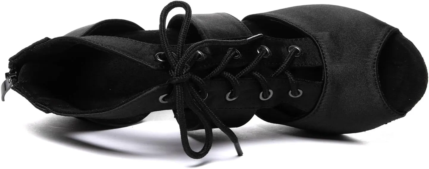 SWDZM Women's Ballroom Latin Dance Shoes Closed Toe Dance Heels Performance Practice Shoes