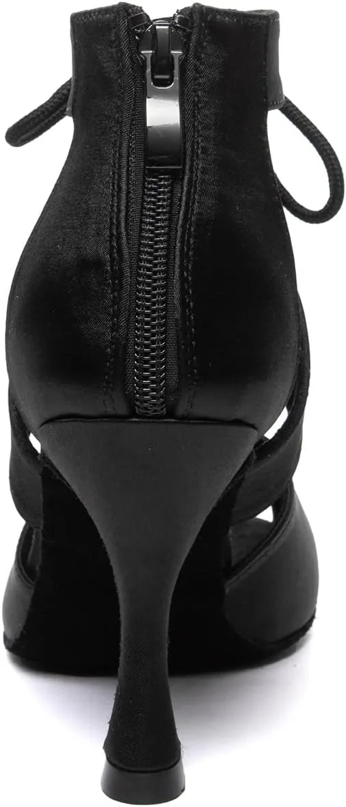 SWDZM Women's Ballroom Latin Dance Shoes Closed Toe Dance Heels Performance Practice Shoes