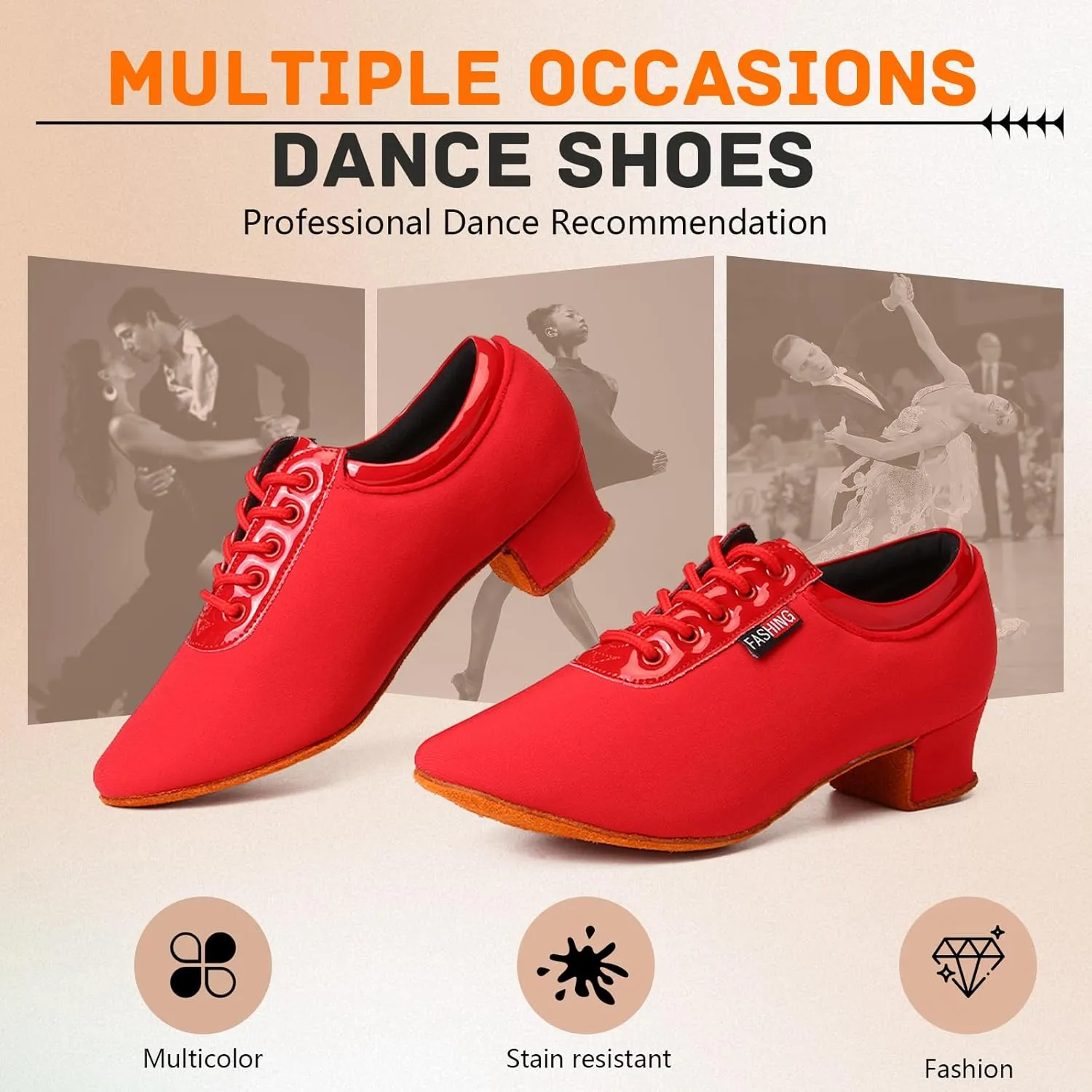 SWDZM Women's Latin Dance Shoes Lace-up Ballroom Modern Salsa Rhythm Teaching Practice Dance Shoes,Model 601