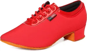 SWDZM Women's Latin Dance Shoes Lace-up Ballroom Modern Salsa Rhythm Teaching Practice Dance Shoes,Model 601