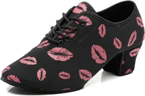 SWDZM Women's Latin Dance Shoes Lace-up Ballroom Modern Salsa Rhythm Teaching Practice Dance Shoes,Model EM707