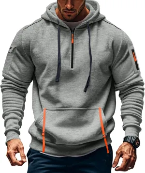 Sweatshirts for Men 1/4 Zip Soft Lightweight Fashion Drawstring Men's Sweatshirts Cool Vintage Hoodie with Pockets